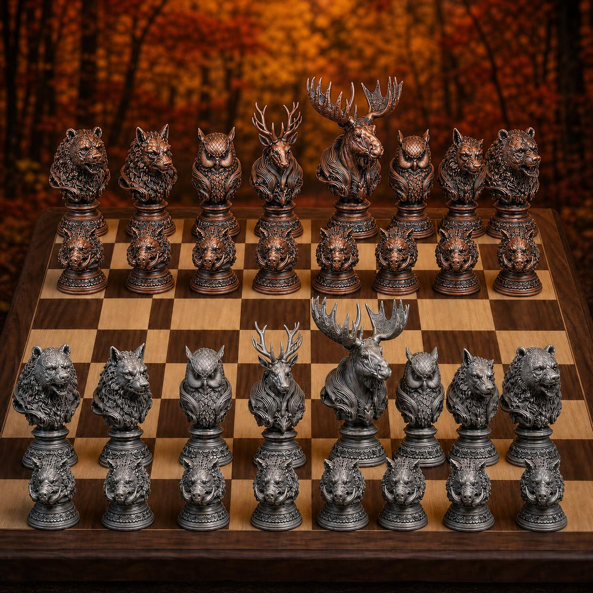 Waldtiere-Schach – 32 handbemalte PLA-Figuren – Ansicht 7