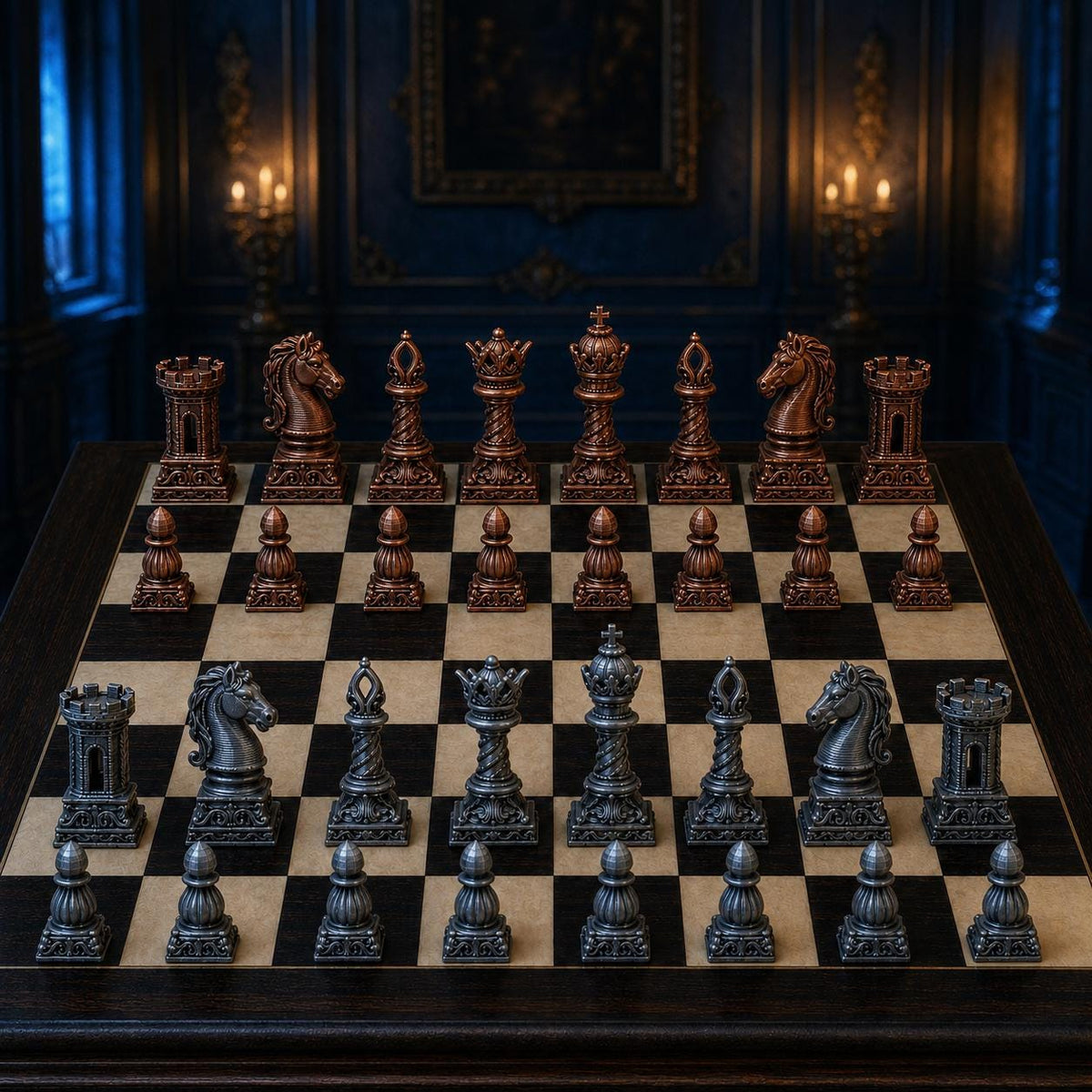 Barock-Schach – 32 handbemalte PLA-Figuren – Ansicht 6