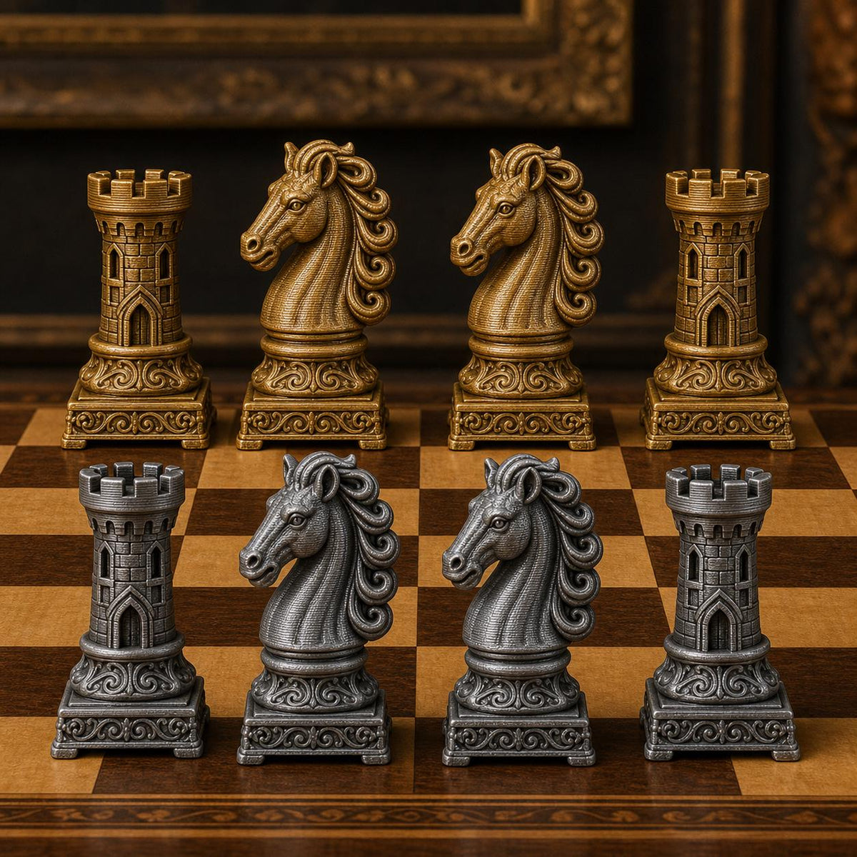 Barock-Schach – 32 handbemalte PLA-Figuren – Ansicht 8