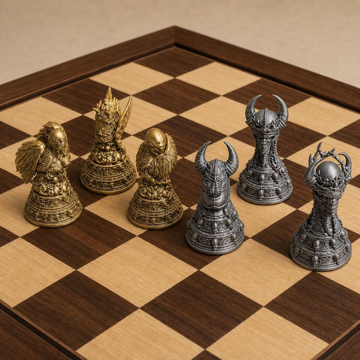 Engel gegen Dämonen – 32 handbemalte PLA-Schachfiguren – Ansicht 5