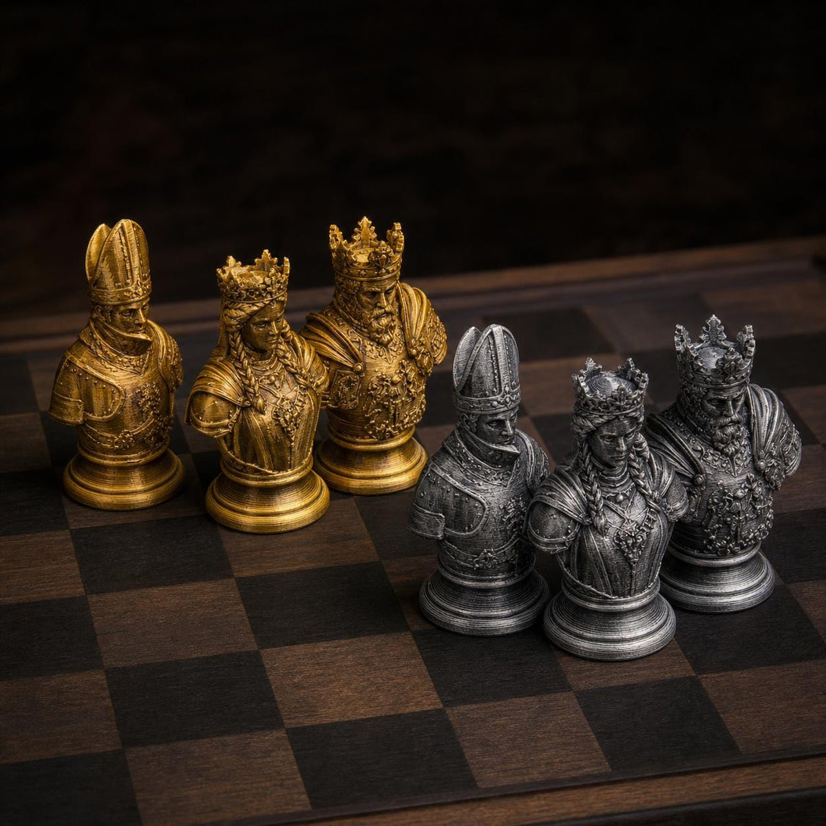 Mittelalter-Schach – 32 handbemalte PLA-Figuren – Ansicht 4