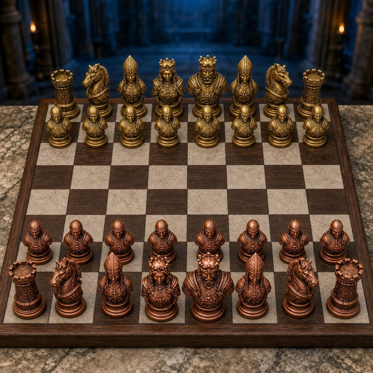 Mittelalter-Schach – 32 handbemalte PLA-Figuren – Ansicht 6