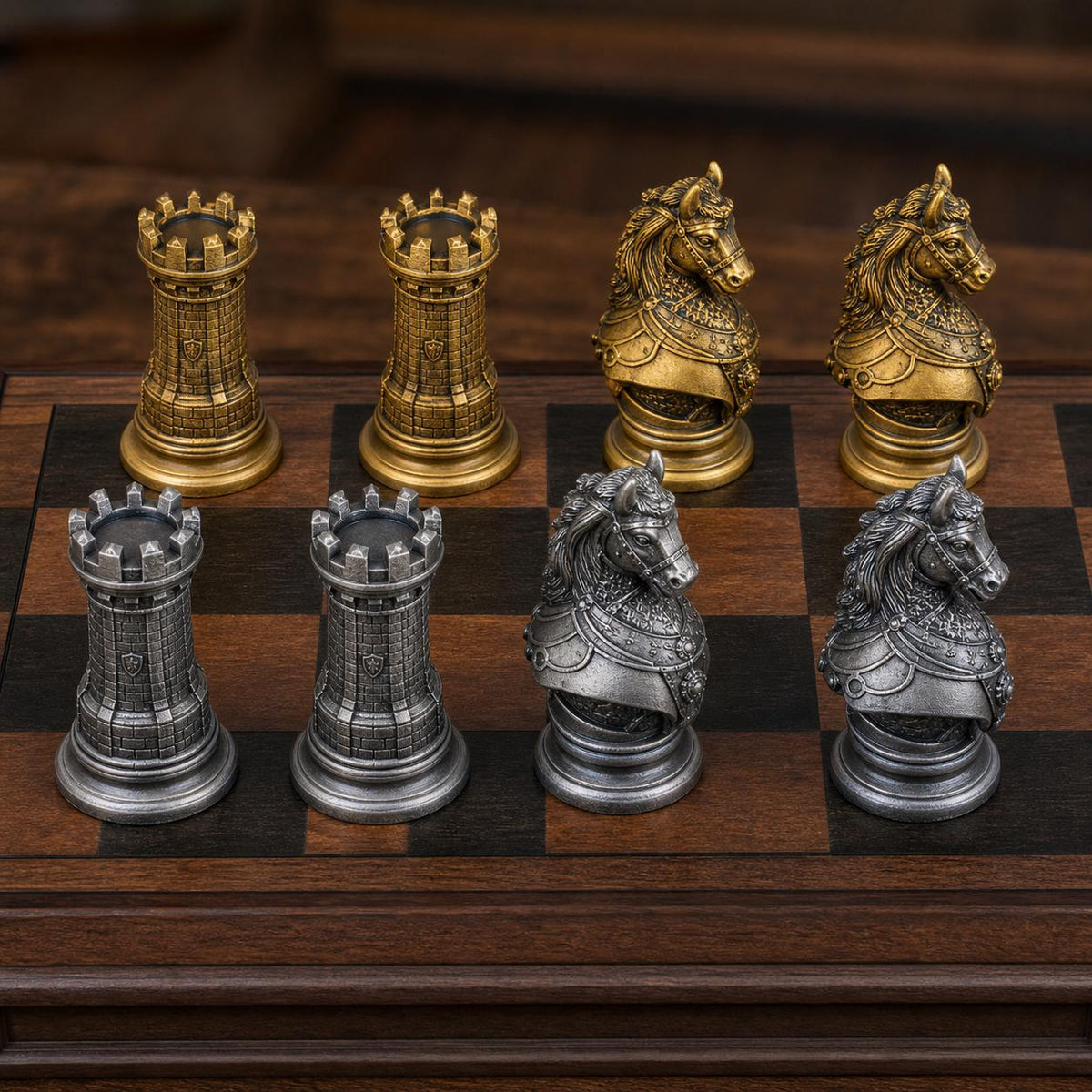 Mittelalter-Schach – 32 handbemalte PLA-Figuren – Ansicht 8