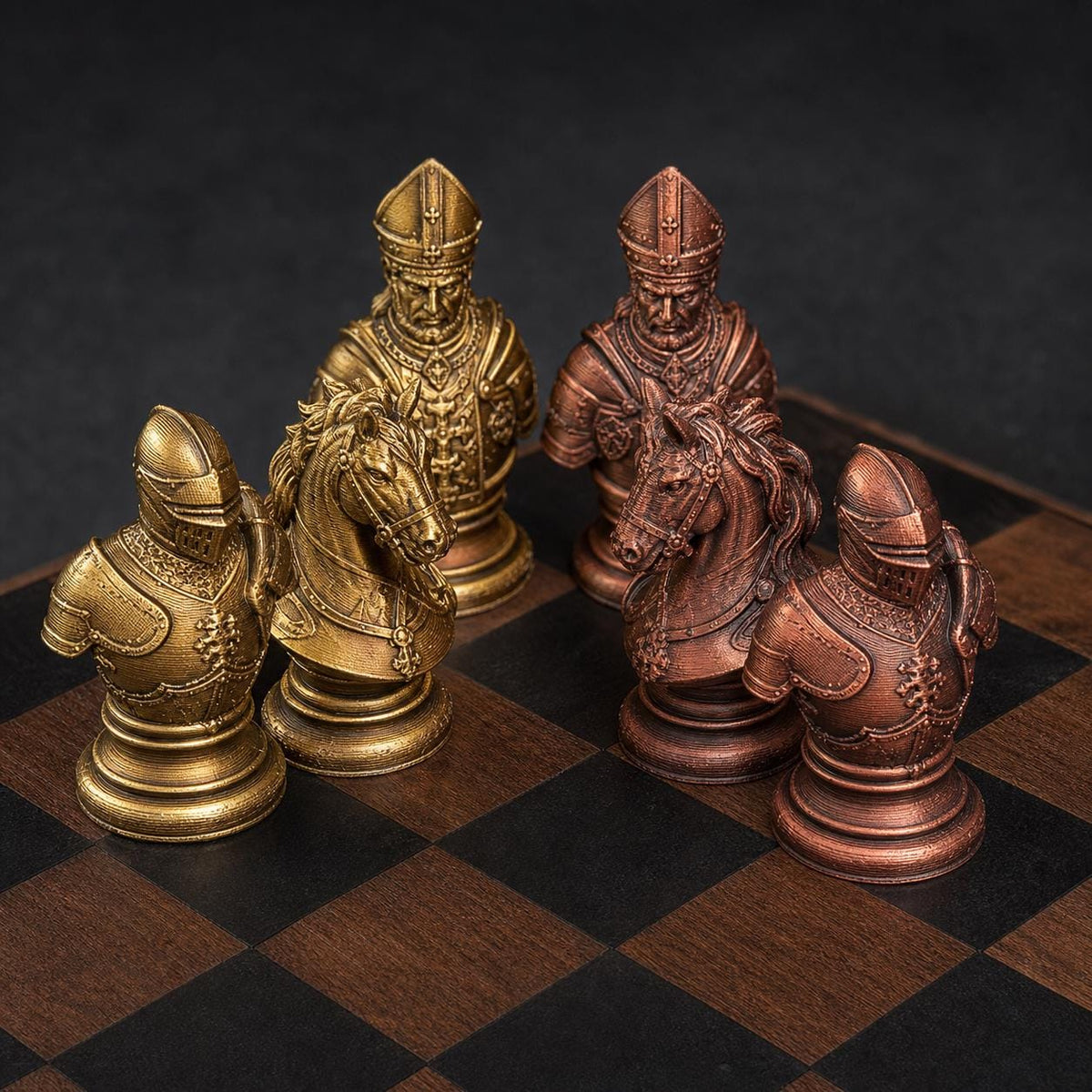 Mittelalter-Schach – 32 handbemalte PLA-Figuren – Ansicht 7