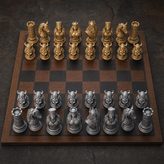 Wikinger-Schach – 32 handbemalte PLA-Figuren – Ansicht 1