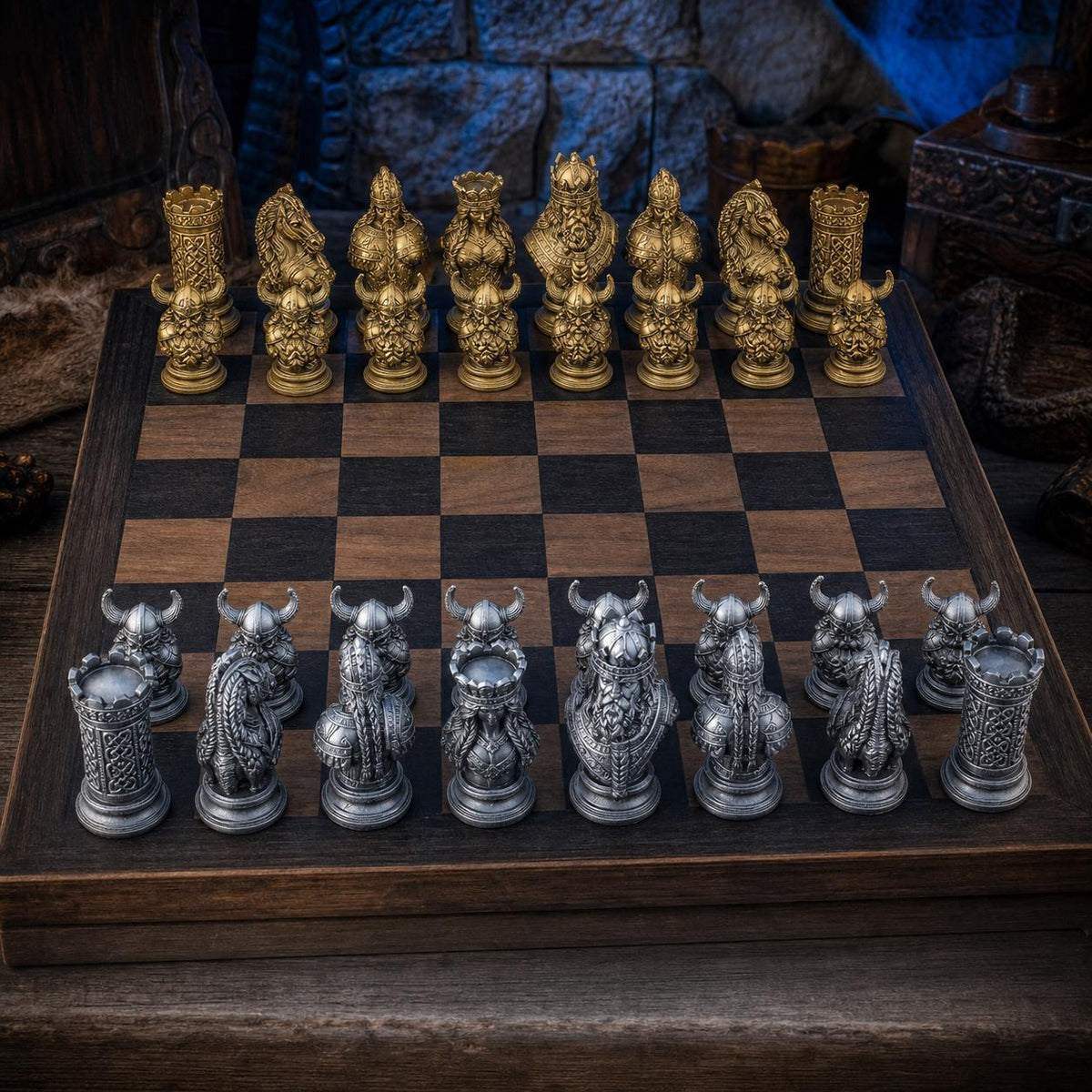 Wikinger-Schach – 32 handbemalte PLA-Figuren – Ansicht 6