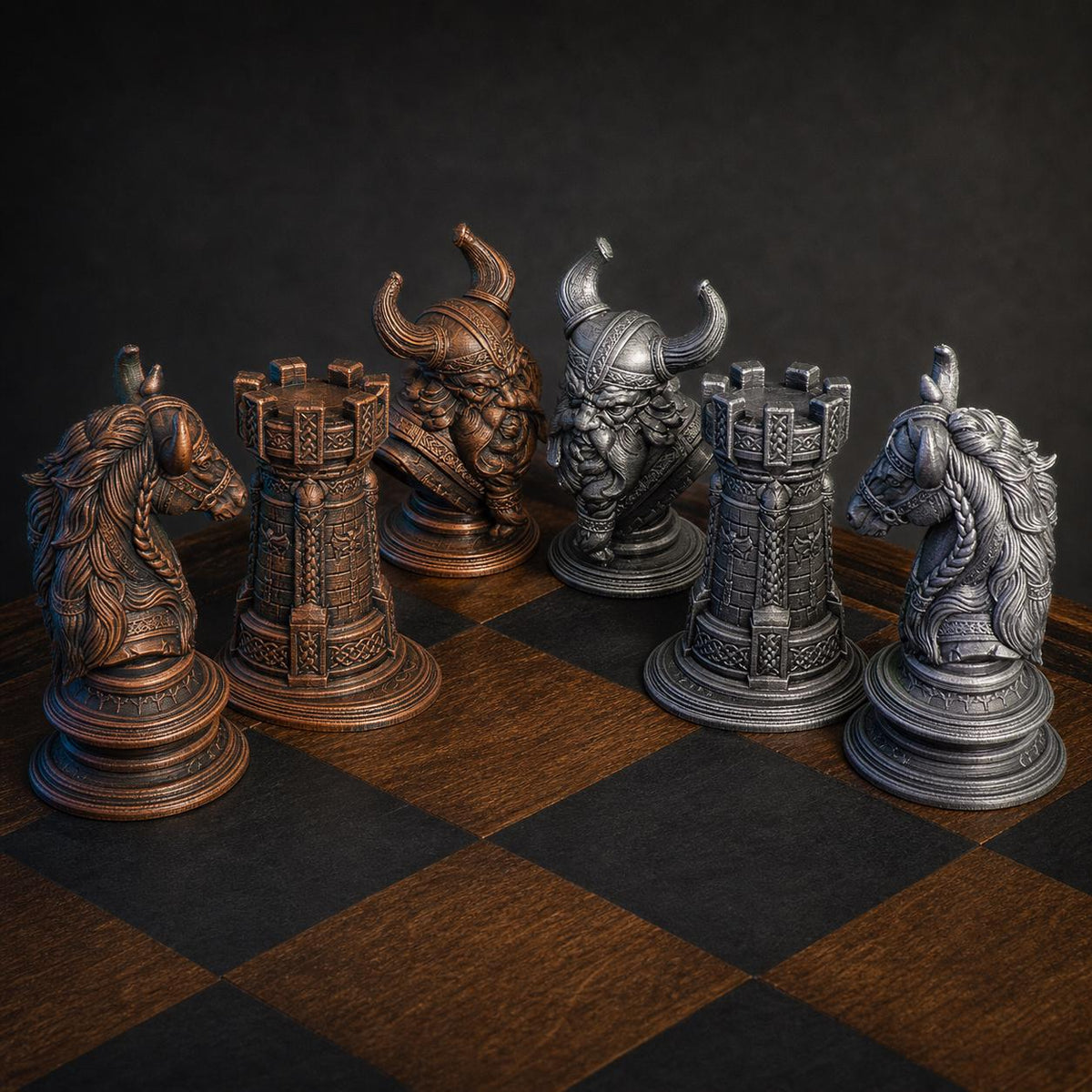 Wikinger-Schach – 32 handbemalte PLA-Figuren – Ansicht 8