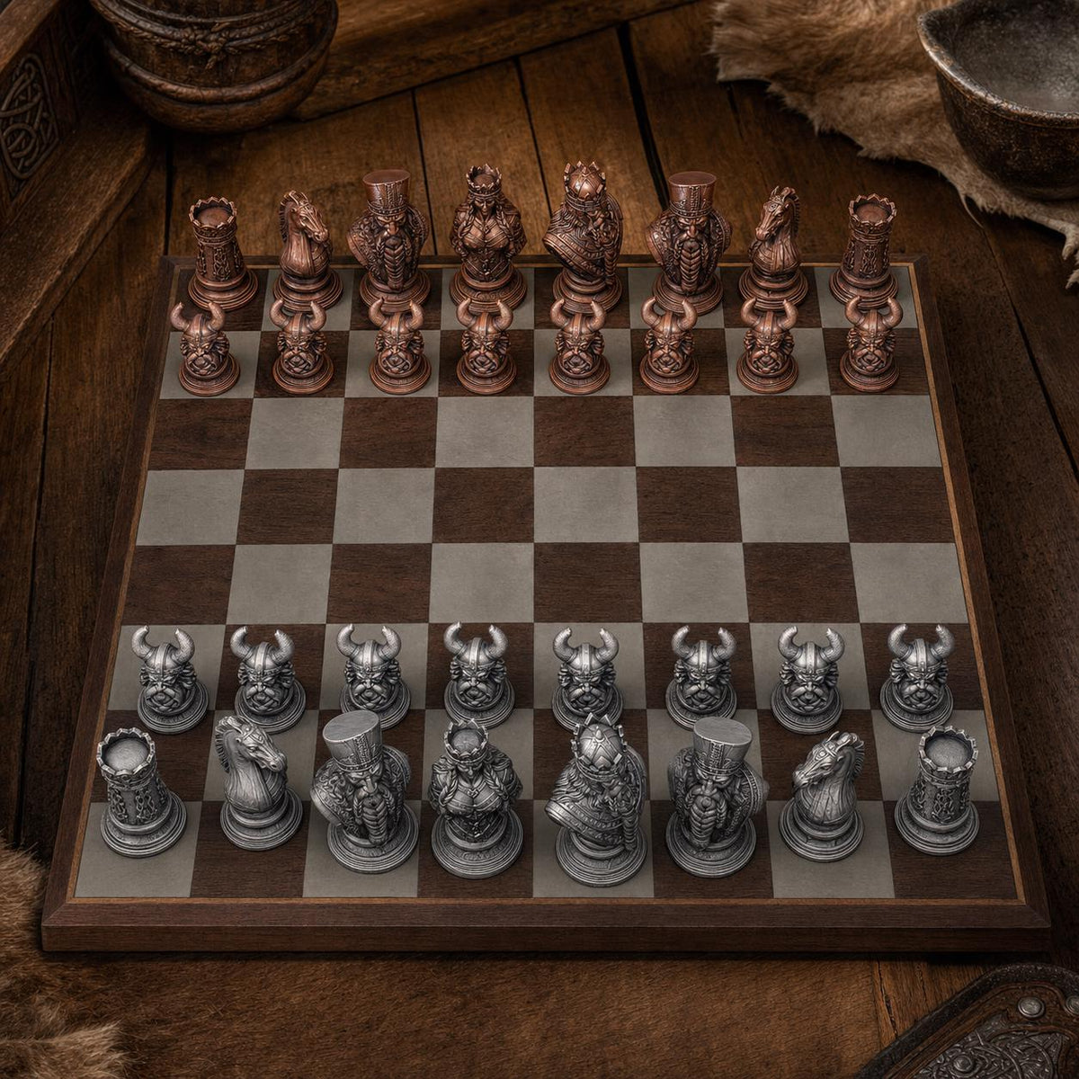 Wikinger-Schach – 32 handbemalte PLA-Figuren – Ansicht 7