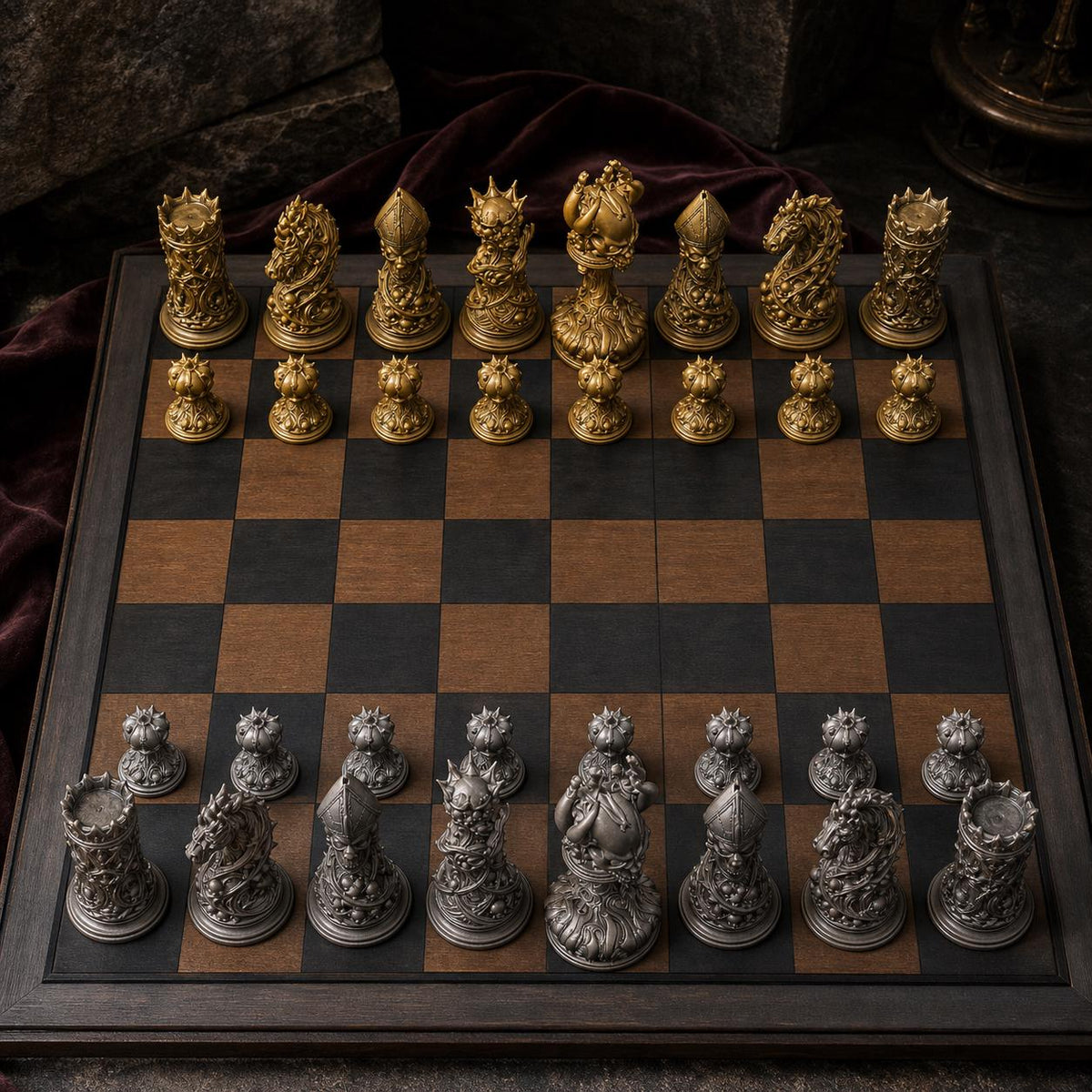 Gothic-Schach – 32 handbemalte PLA-Figuren – Ansicht 1