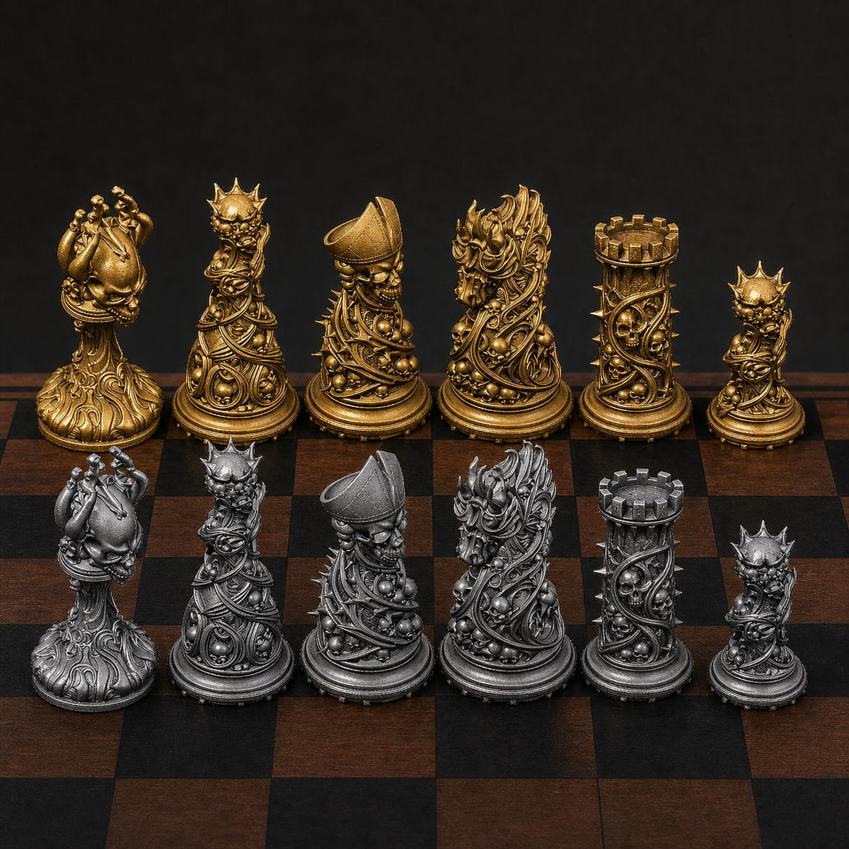 Gothic-Schach – 32 handbemalte PLA-Figuren – Ansicht 3