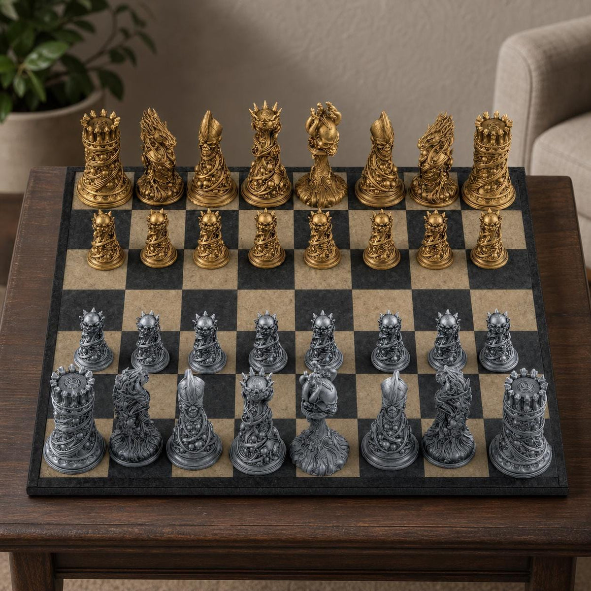 Gothic-Schach – 32 handbemalte PLA-Figuren – Ansicht 10