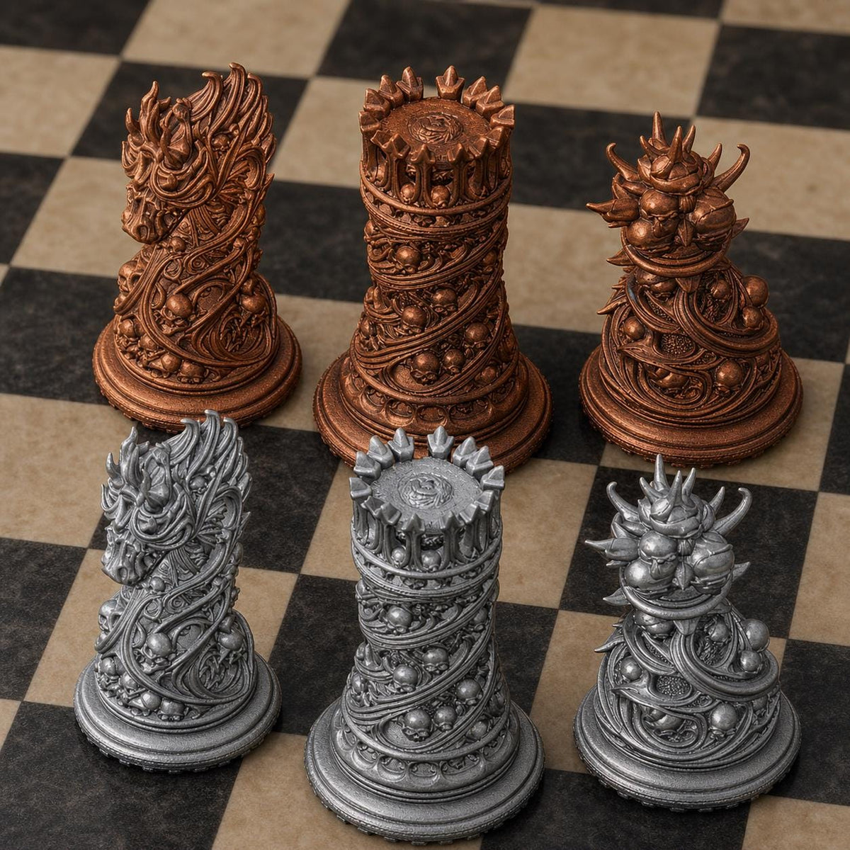 Gothic-Schach – 32 handbemalte PLA-Figuren – Ansicht 8