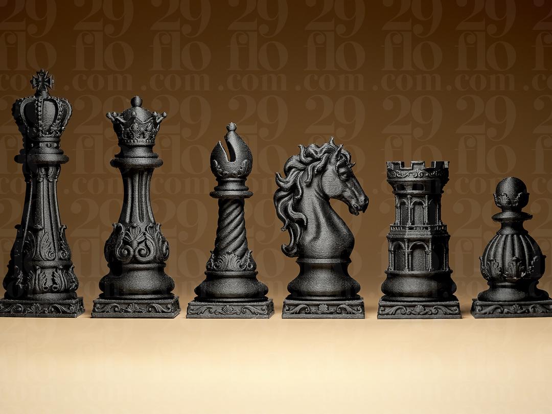 Barock-Schach – 32 handbemalte PLA-Figuren – Ansicht 13