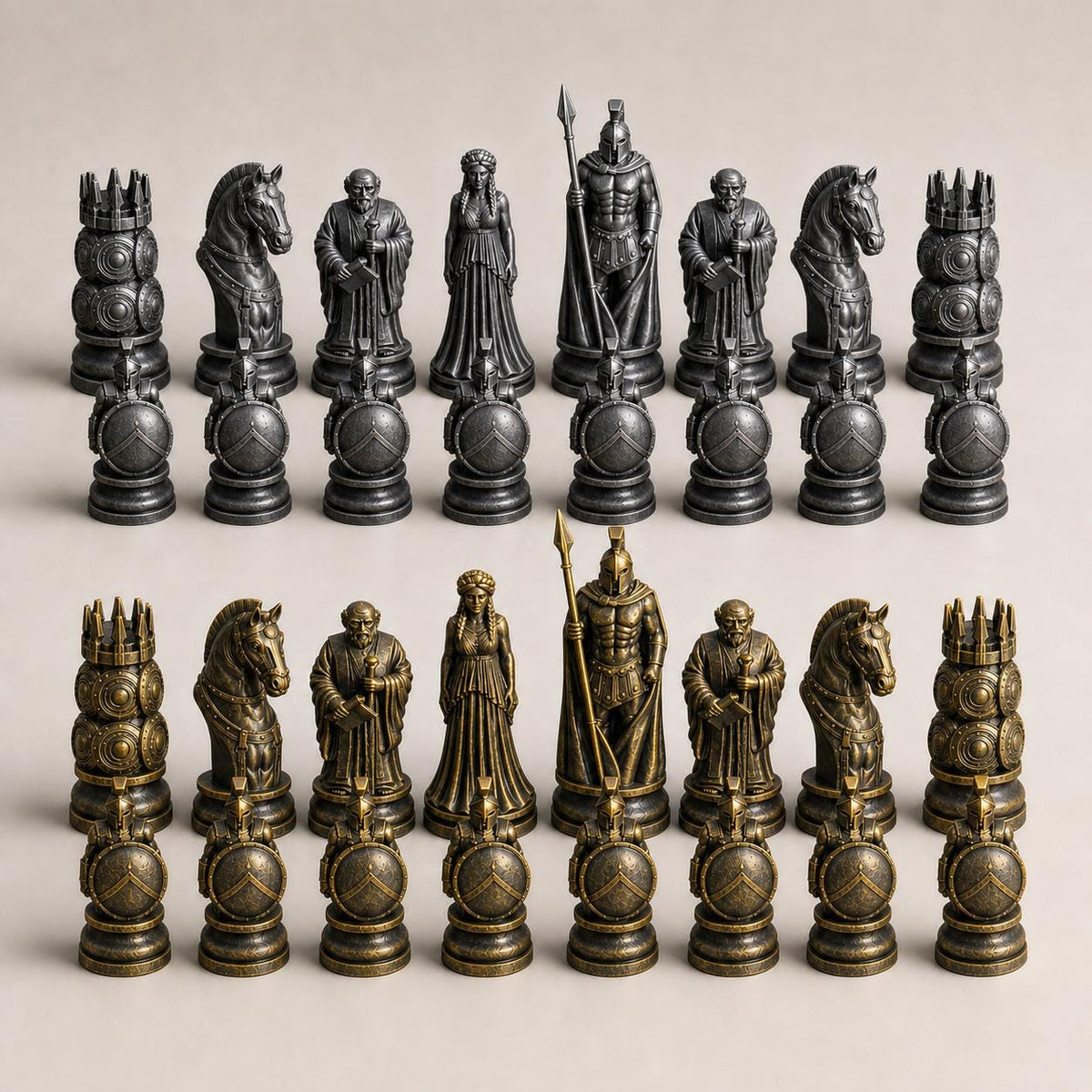 Spartaner-Schachfigurenset – komplettes 32-teiliges Schachset – Ansicht 2