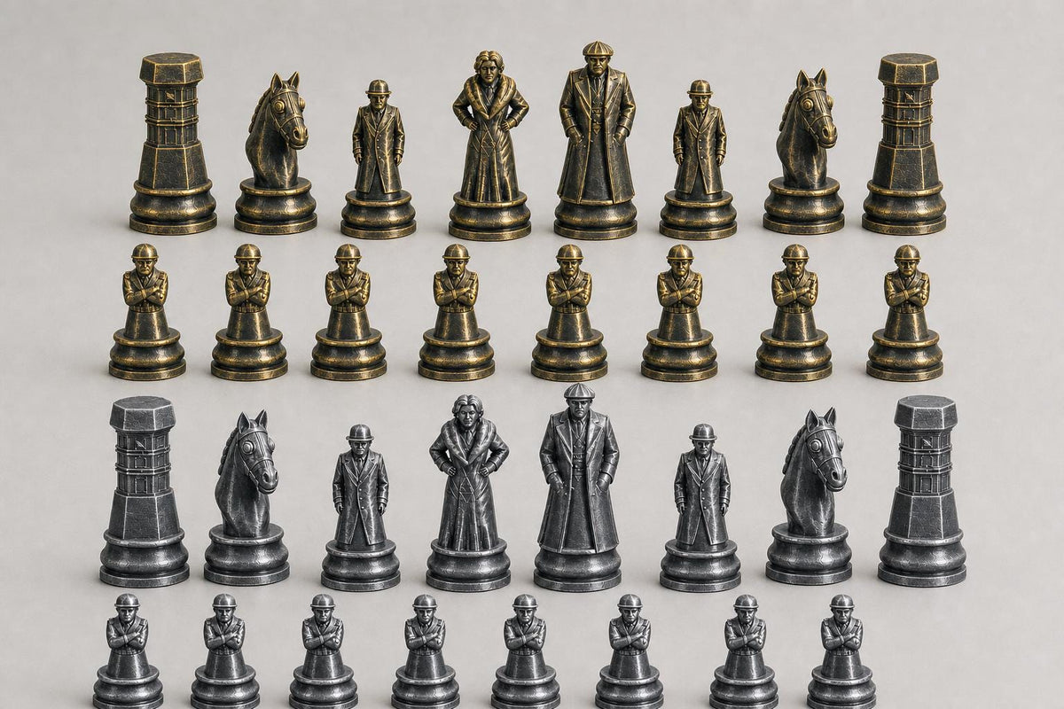 Schachfigurenset – nach Art von Peaky Blinders erstellt – komplettes 32-teiliges Schachset – Ansicht 2