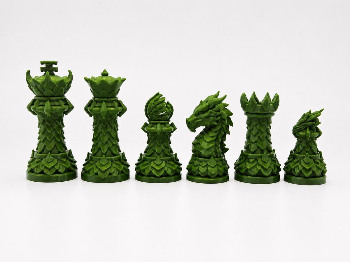 Drachen-Staunton-Schachfigurenset – komplettes 32-teiliges Schachset – Ansicht 6