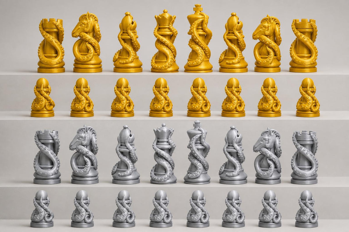 Tentakel-Schachfigurenset – komplettes 32-teiliges Schachset – Ansicht 3
