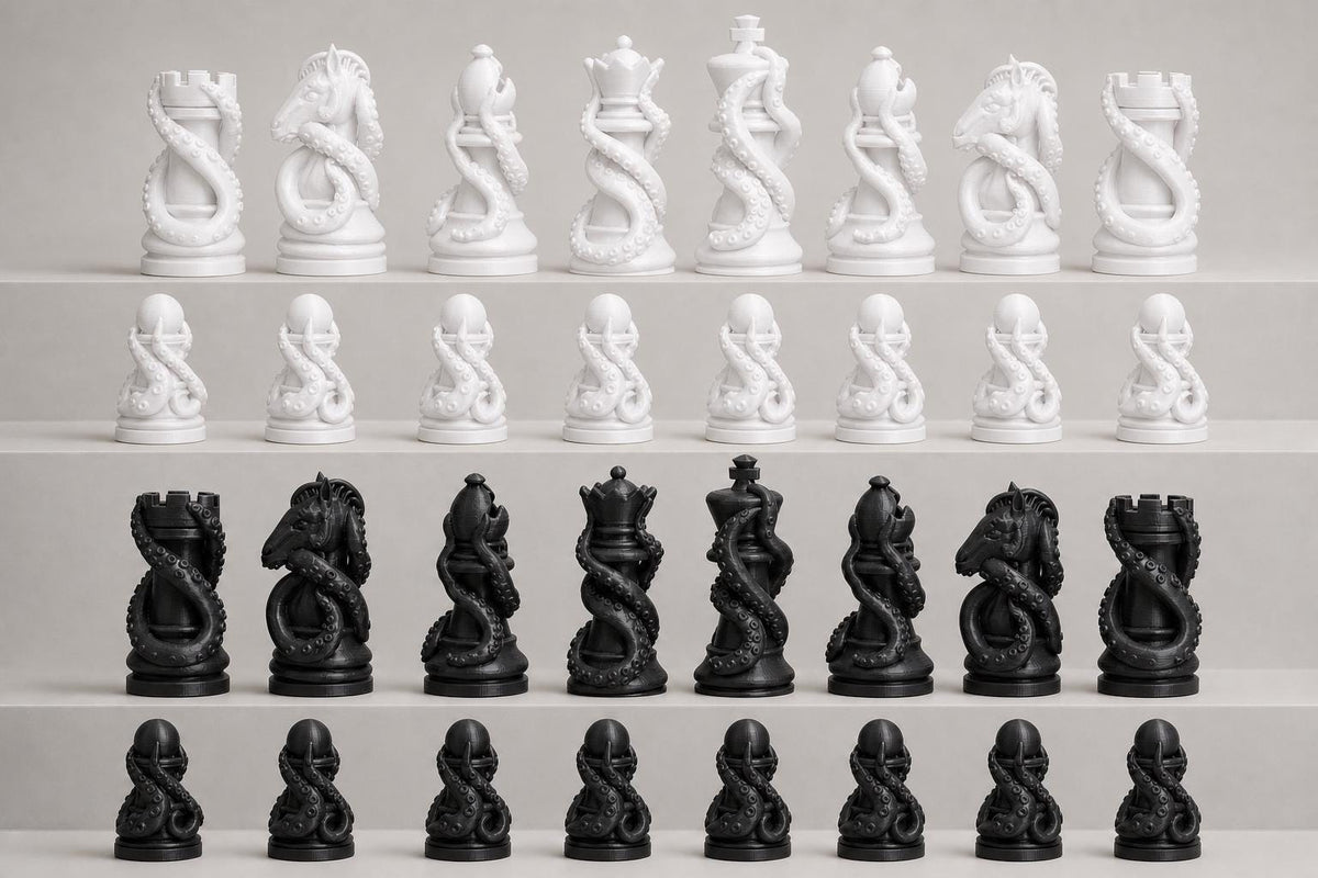 Tentakel-Schachfigurenset – komplettes 32-teiliges Schachset – Ansicht 4