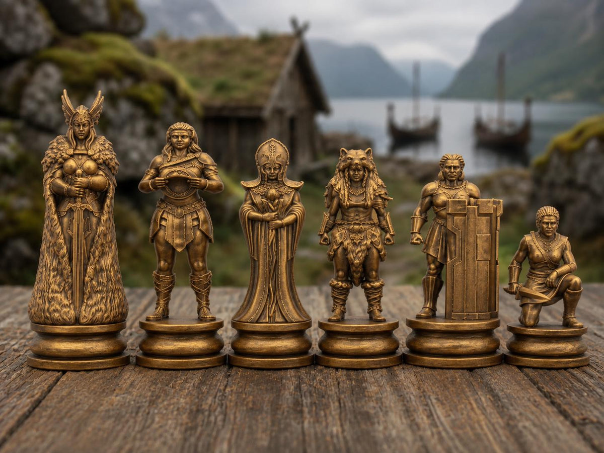 Wikingerinnen-Schachfigurenset – komplettes 32-teiliges Schachset – Ansicht 5