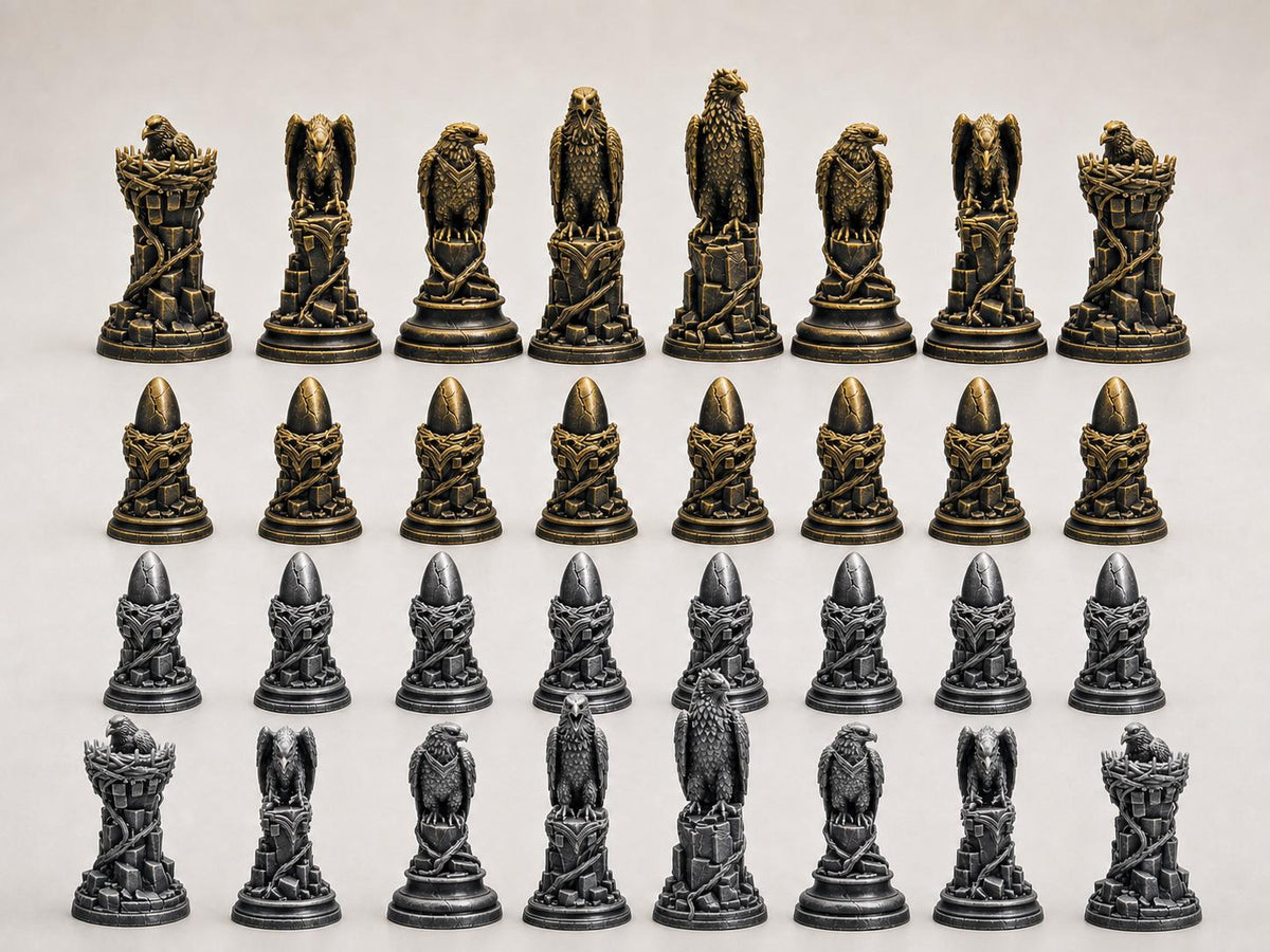 Adler-Schachfigurenset – komplettes 32-teiliges Schachset – Ansicht 2