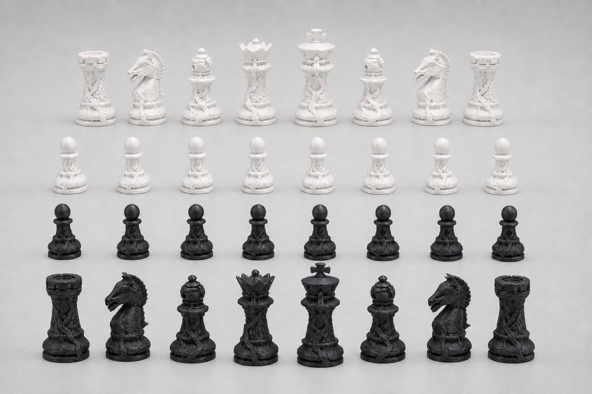 Lava-Staunton-Schachfigurenset – komplettes 32-teiliges Schachset – Ansicht 4