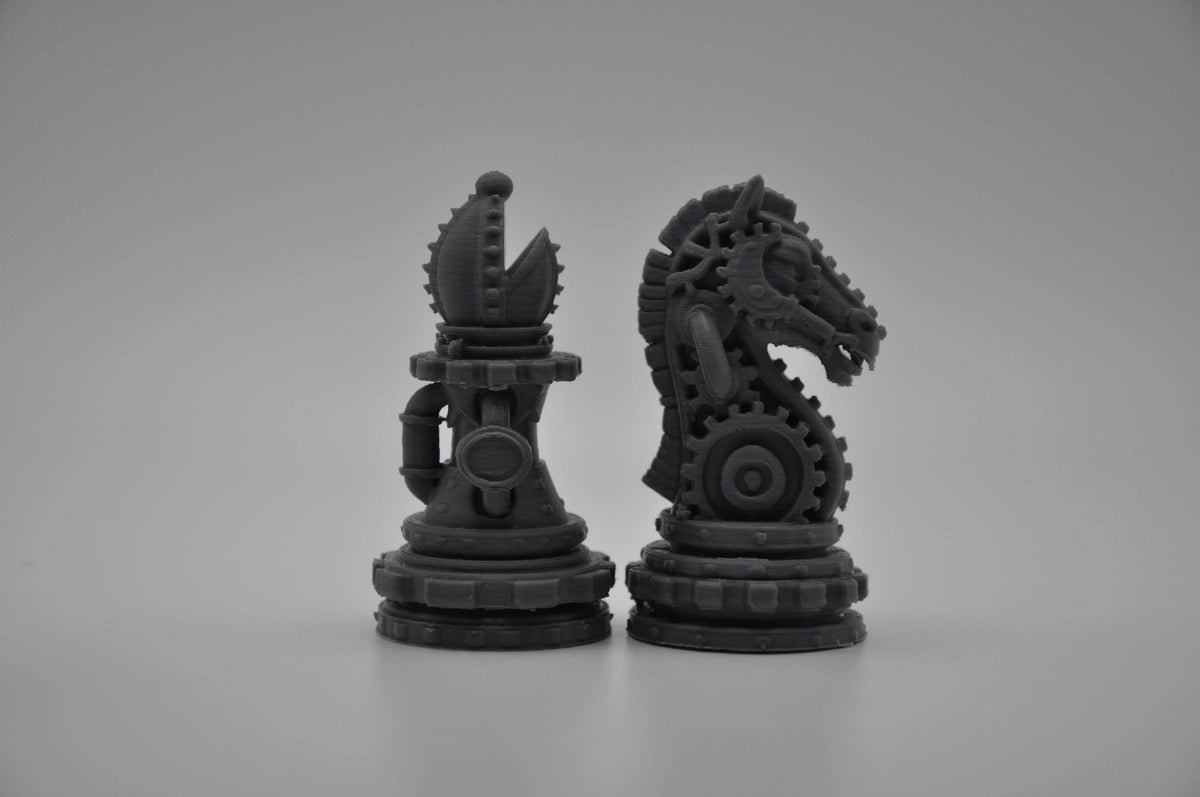Steampunk-Staunton-Schachfigurenset – komplettes 32-teiliges Schachset – Ansicht 8