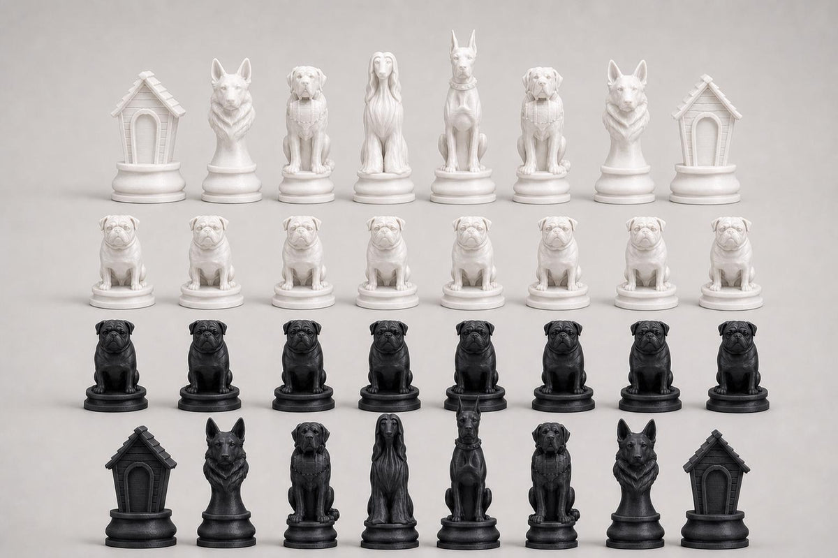 Hunde-Schachfigurenset – komplettes 32-teiliges Schachset – Ansicht 4