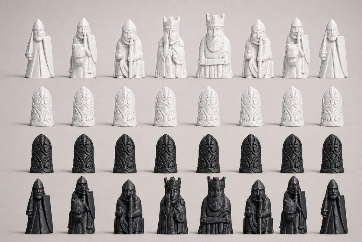 Lewis-inspiriertes Mittelalter-Schachfigurenset – komplettes 32-teiliges Schachset – Ansicht 4
