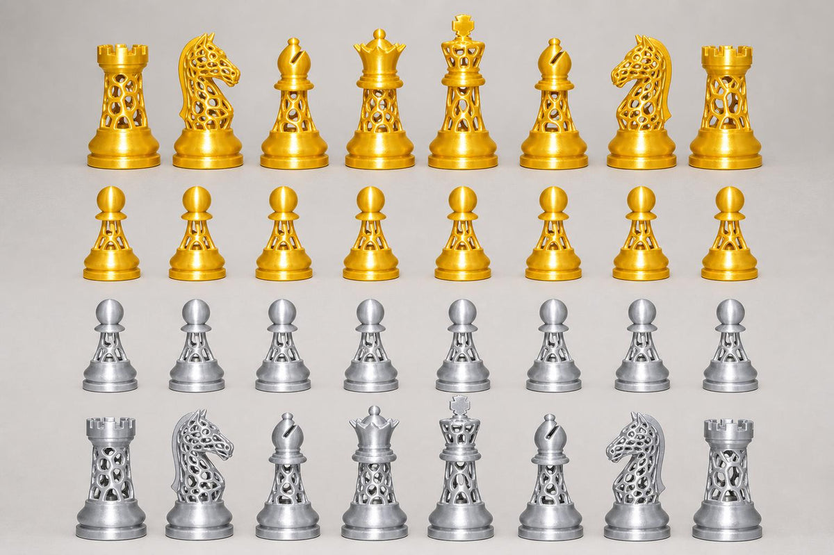 Voronoi-Schachfigurenset – komplettes 32-teiliges Schachset – Ansicht 3