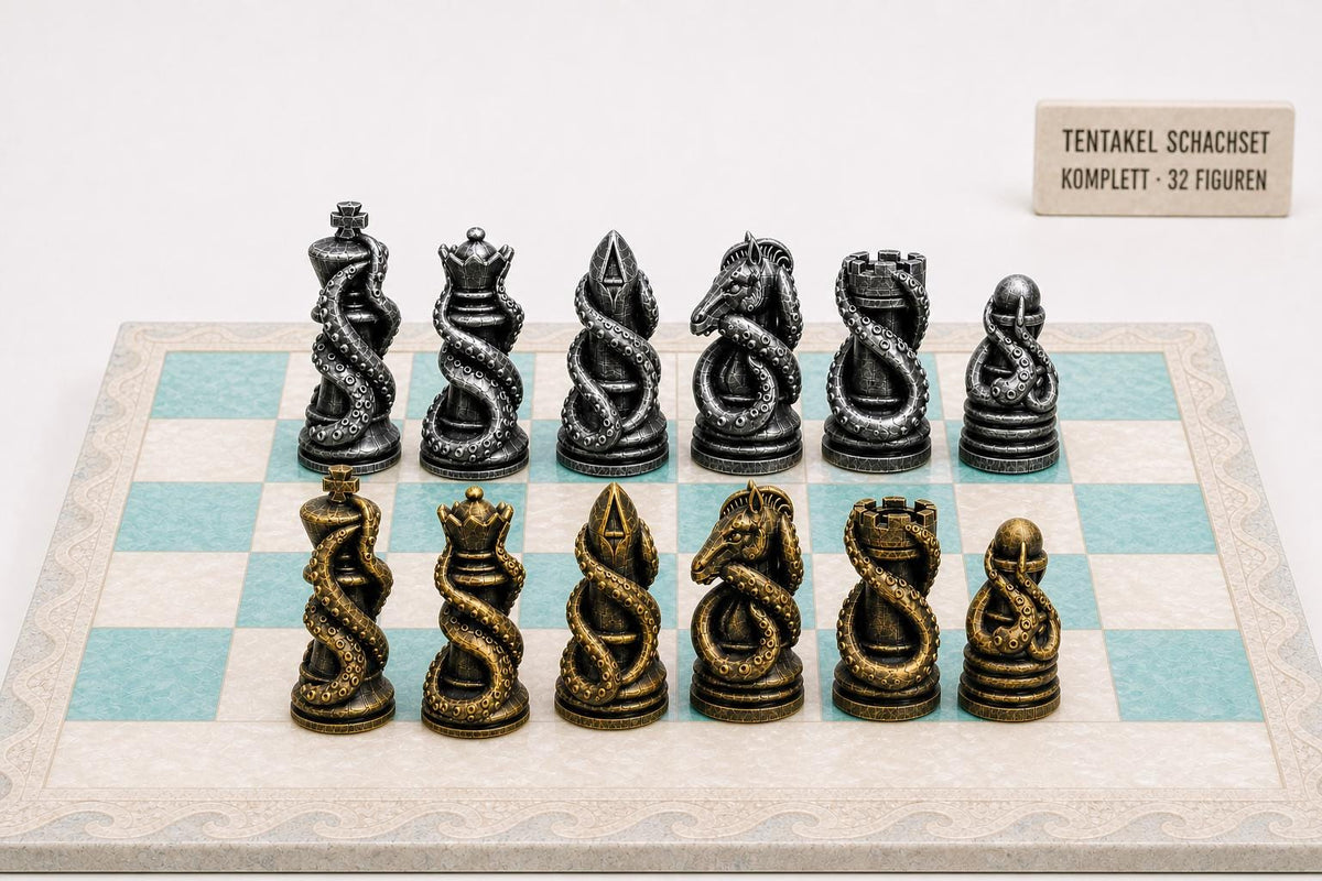 Tentakel-Schachfigurenset – komplettes 32-teiliges Schachset – Ansicht 1