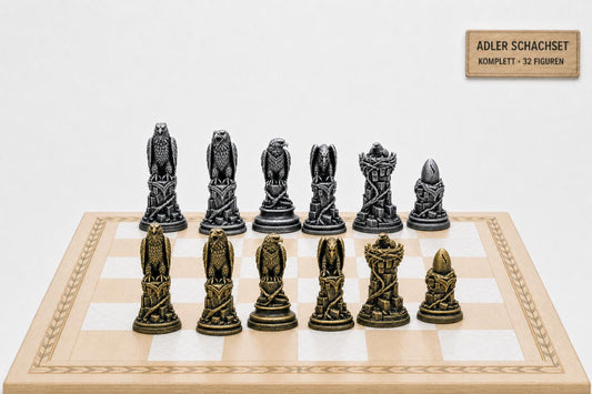 Adler-Schachfigurenset – komplettes 32-teiliges Schachset – Ansicht 1