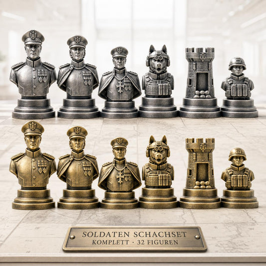 Soldaten-Schachfigurenset – komplettes 32-teiliges Schachset – Ansicht 1