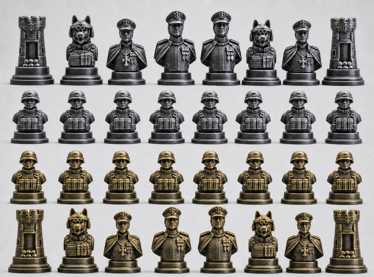 Soldaten-Schachfigurenset – komplettes 32-teiliges Schachset – Ansicht 2