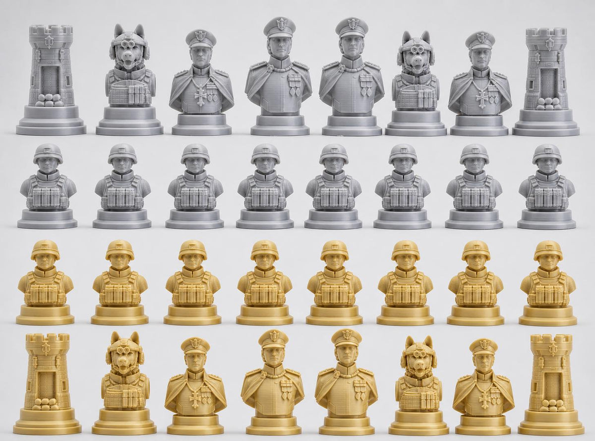 Soldaten-Schachfigurenset – komplettes 32-teiliges Schachset – Ansicht 3