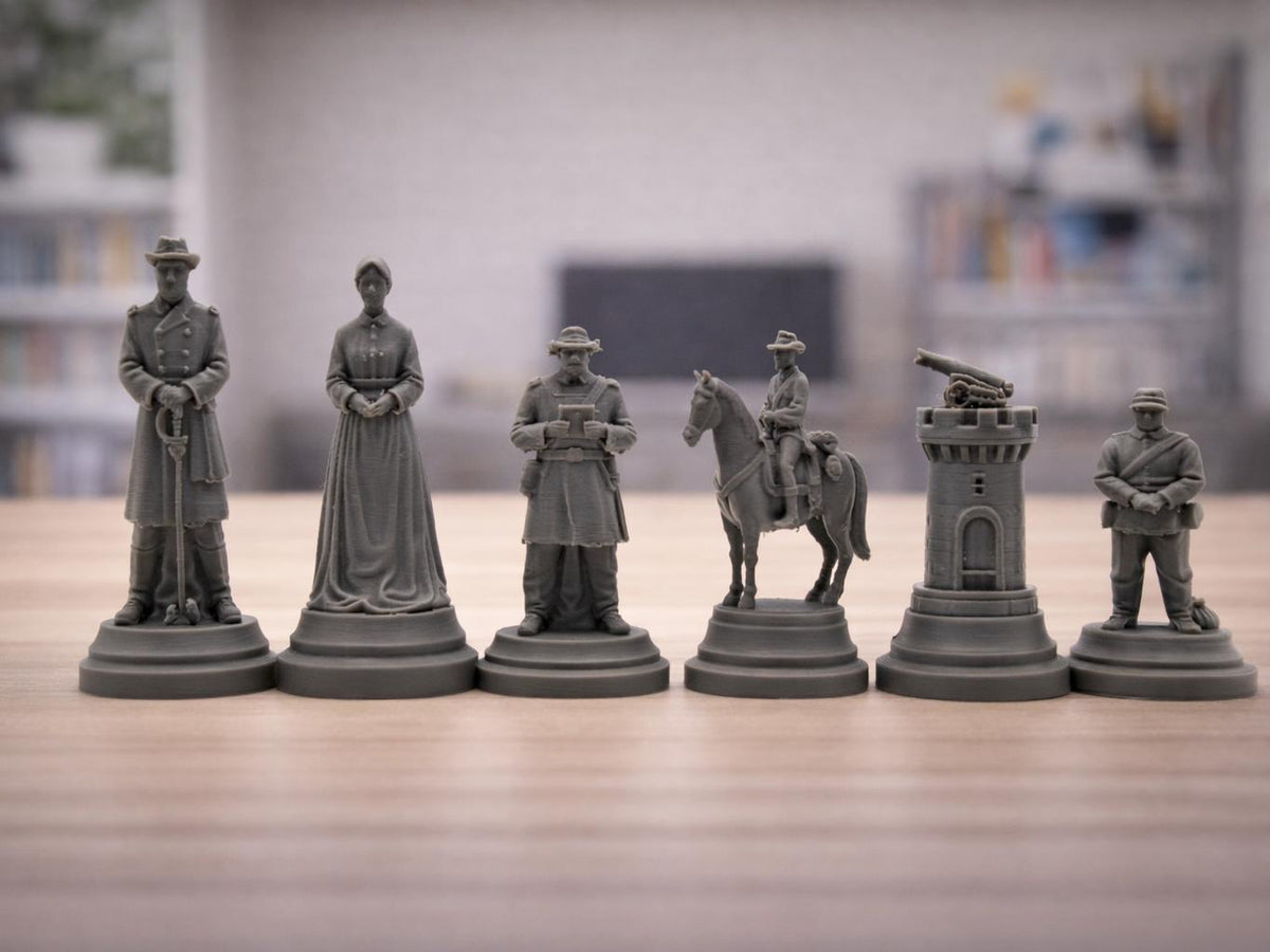Südstaaten-Schachfigurenset – Amerikanischer Bürgerkrieg – komplettes 32-teiliges Schachset – Ansicht 5