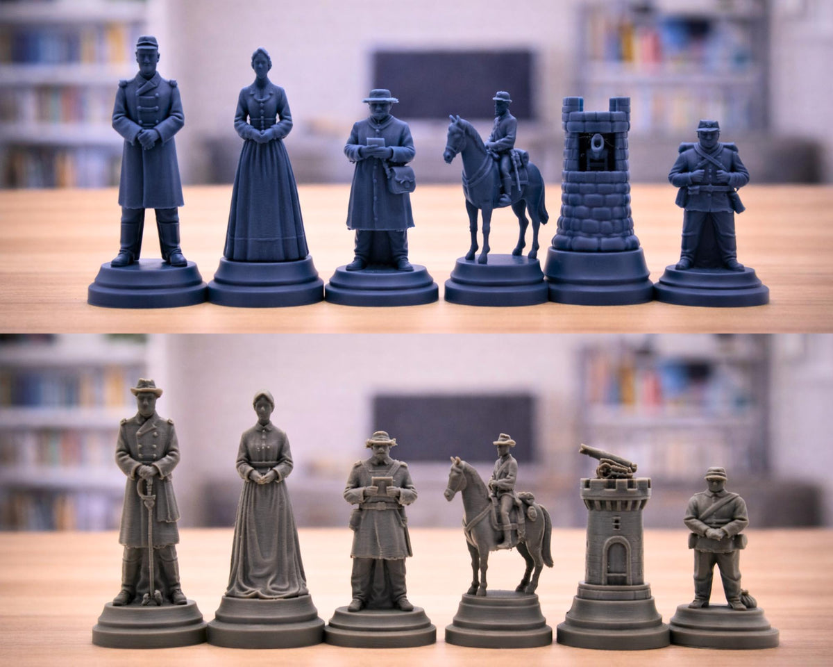 Südstaaten-Schachfigurenset – Amerikanischer Bürgerkrieg – komplettes 32-teiliges Schachset – Ansicht 7
