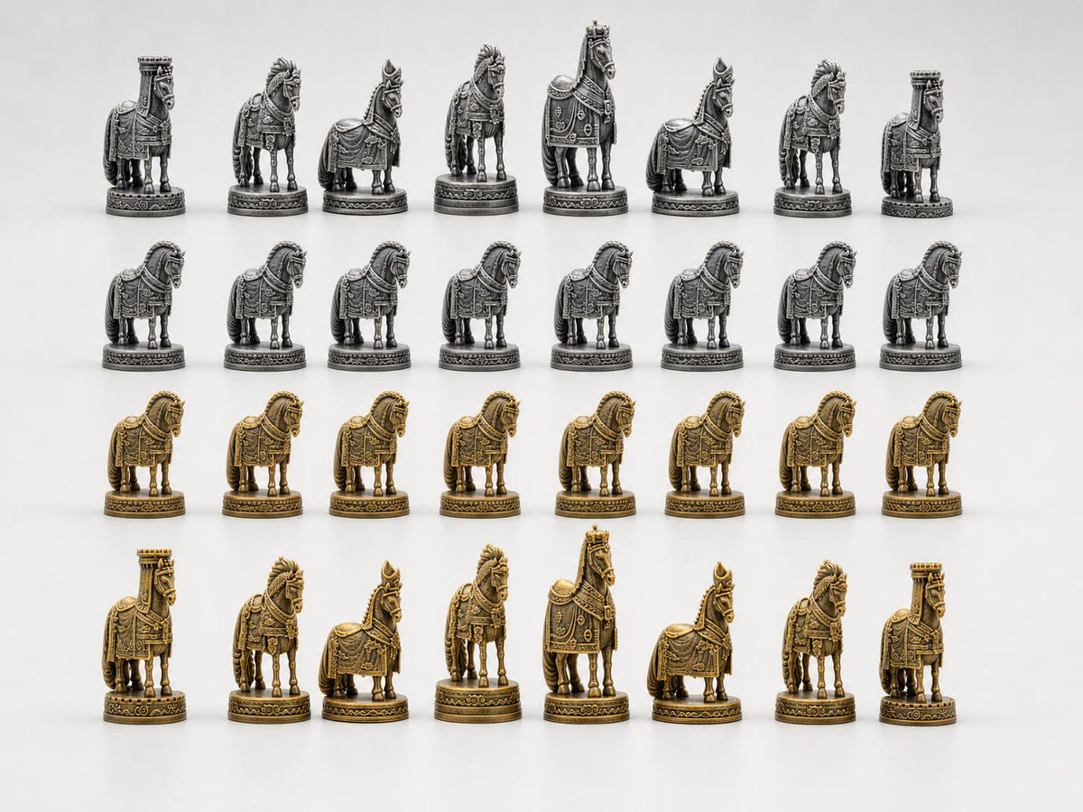 Chinesisch-imperiales Pferde-Schachfigurenset – komplettes 32-teiliges Schachset – Ansicht 2