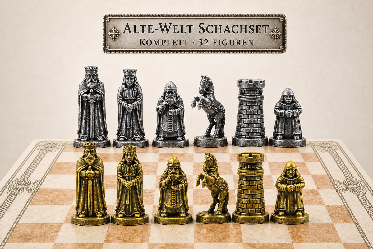 Alte-Welt-Schachfigurenset – komplettes 32-teiliges Schachset – Ansicht 1