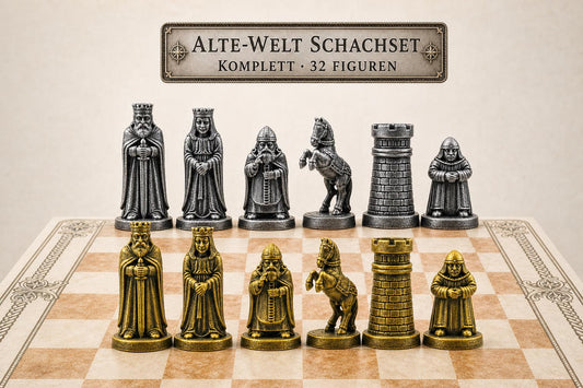 Alte-Welt-Schachfigurenset – komplettes 32-teiliges Schachset – Ansicht 1