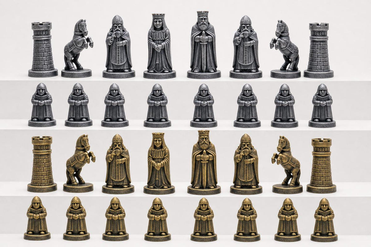 Alte-Welt-Schachfigurenset – komplettes 32-teiliges Schachset – Ansicht 2