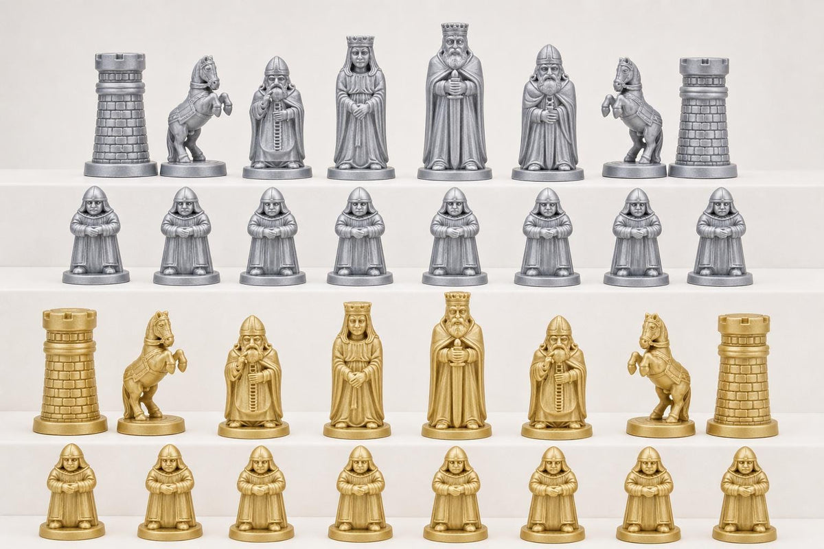 Alte-Welt-Schachfigurenset – komplettes 32-teiliges Schachset – Ansicht 3