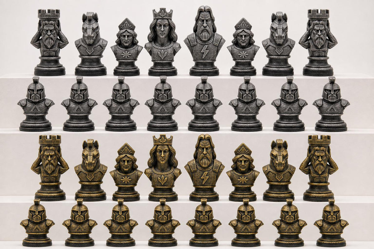 Griechische-Mythologie-Schachfigurenset – komplettes 32-teiliges Schachset – Ansicht 2