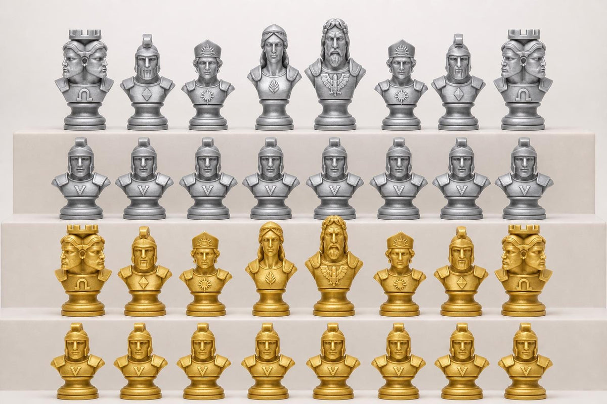 Römische-Mythologie-Schachfigurenset – komplettes 32-teiliges Schachset – Ansicht 3