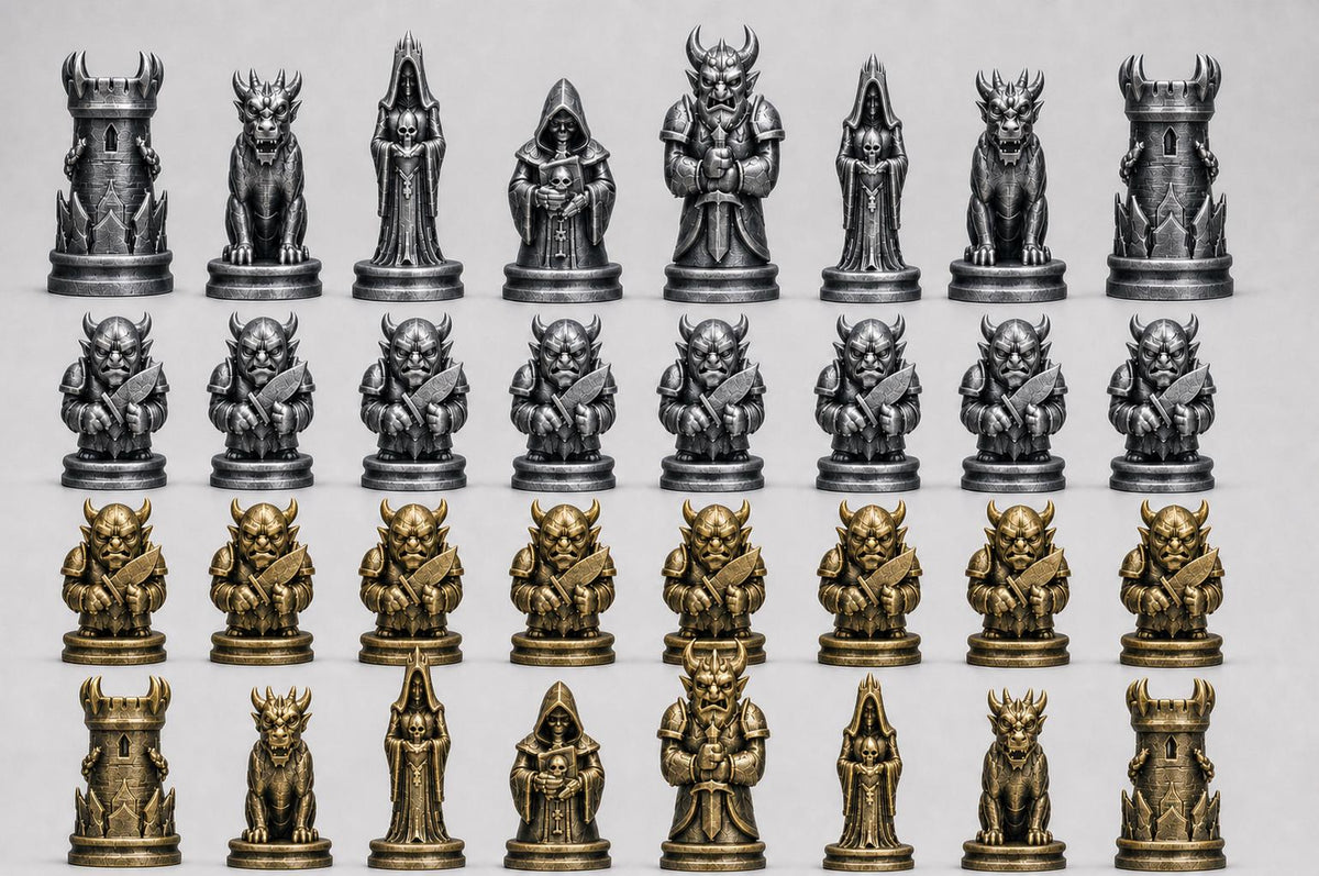 Unterwelt-Schachfigurenset – komplettes 32-teiliges Schachset – Ansicht 2