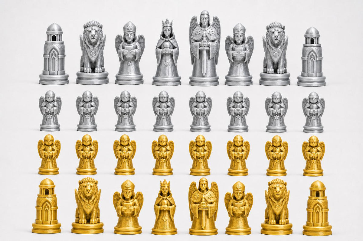 Himmelswesen-Schachfigurenset – komplettes 32-teiliges Schachset – Ansicht 3