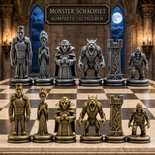 Monster-Schachfigurenset – komplettes 32-teiliges Schachset – Ansicht 1