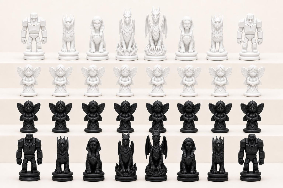 Mythische-Kreaturen-Schachfigurenset – komplettes 32-teiliges Schachset – Ansicht 4