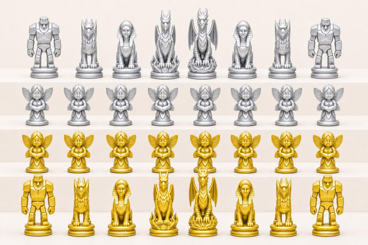 Mythische-Kreaturen-Schachfigurenset – komplettes 32-teiliges Schachset – Ansicht 3