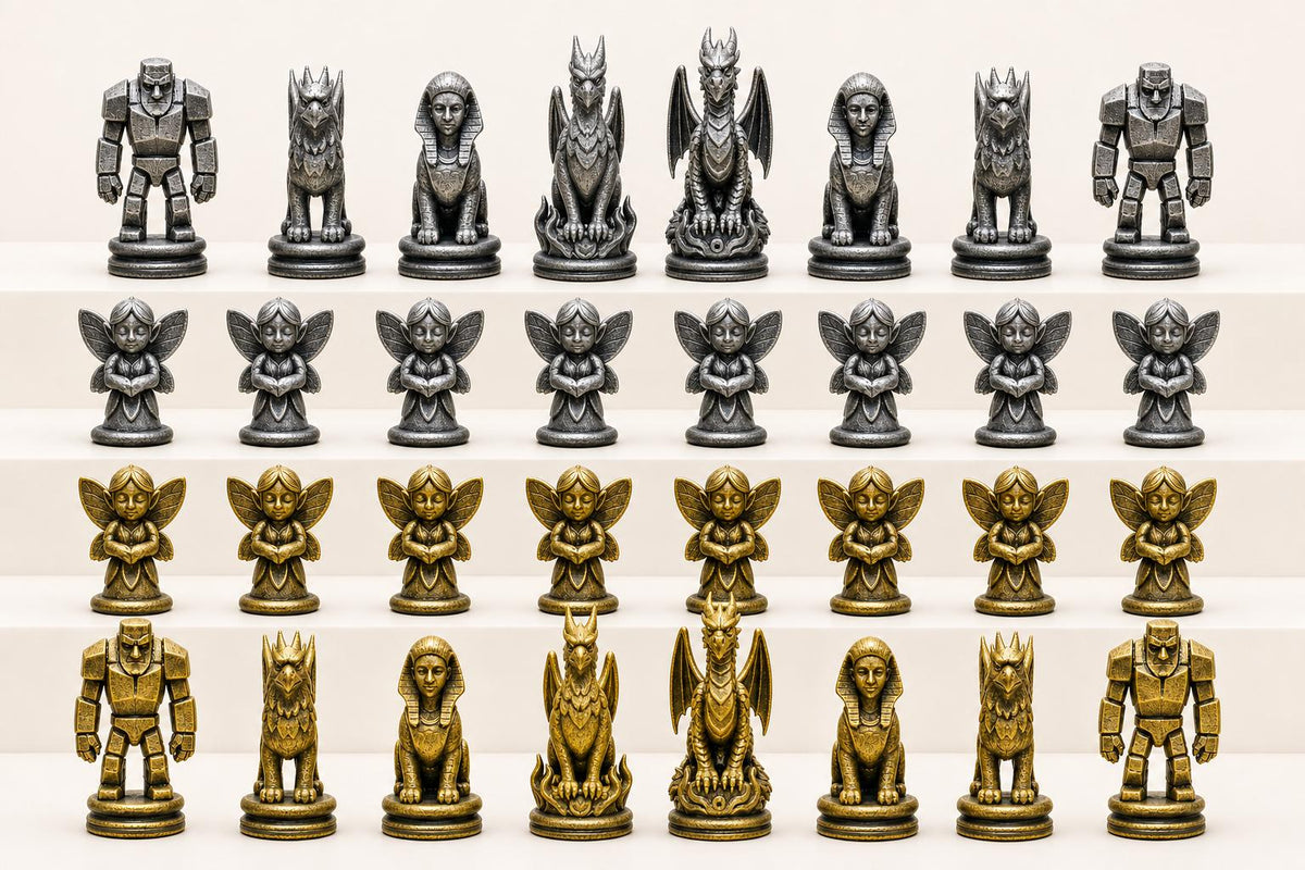 Mythische-Kreaturen-Schachfigurenset – komplettes 32-teiliges Schachset – Ansicht 2