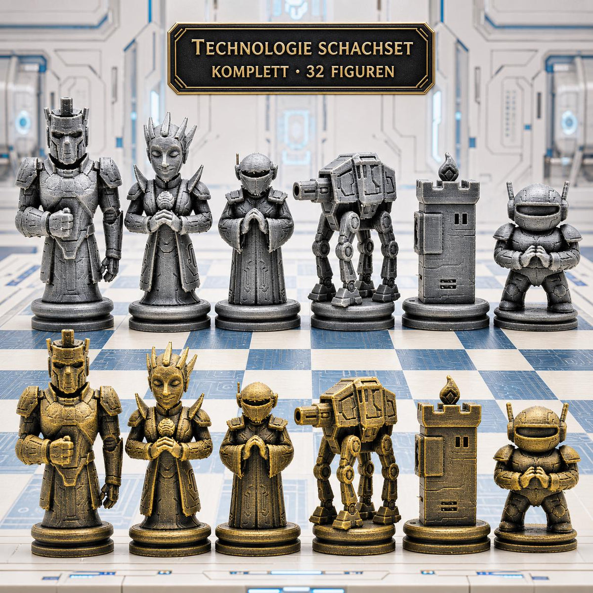 Technologie-Schachfigurenset – komplettes 32-teiliges Schachset – Ansicht 1